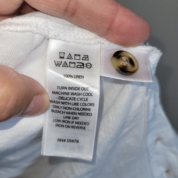 JNY 100% Linen Sleeveless Button Front Long Tunic Top Relaxed Size L White Boho - Picture 6 of 7